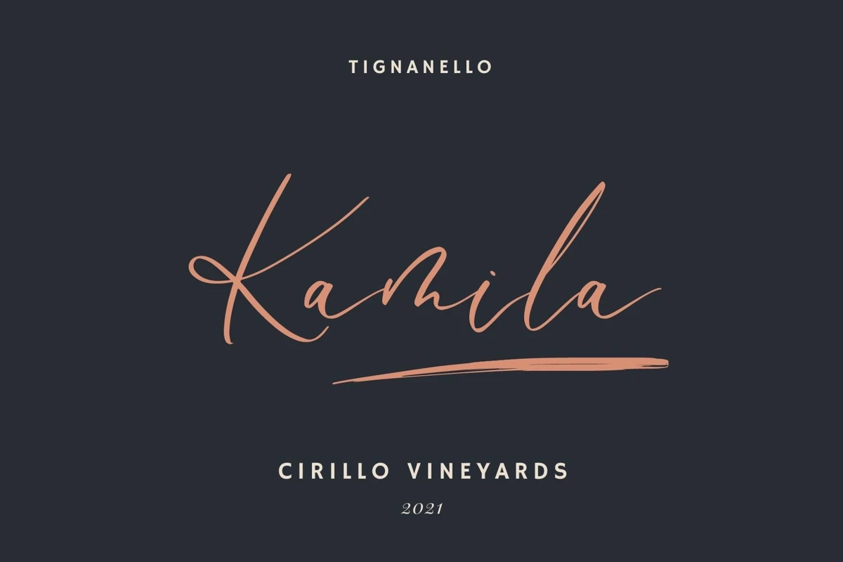 Kamila, 2021 Cirillo Vineyards wine label