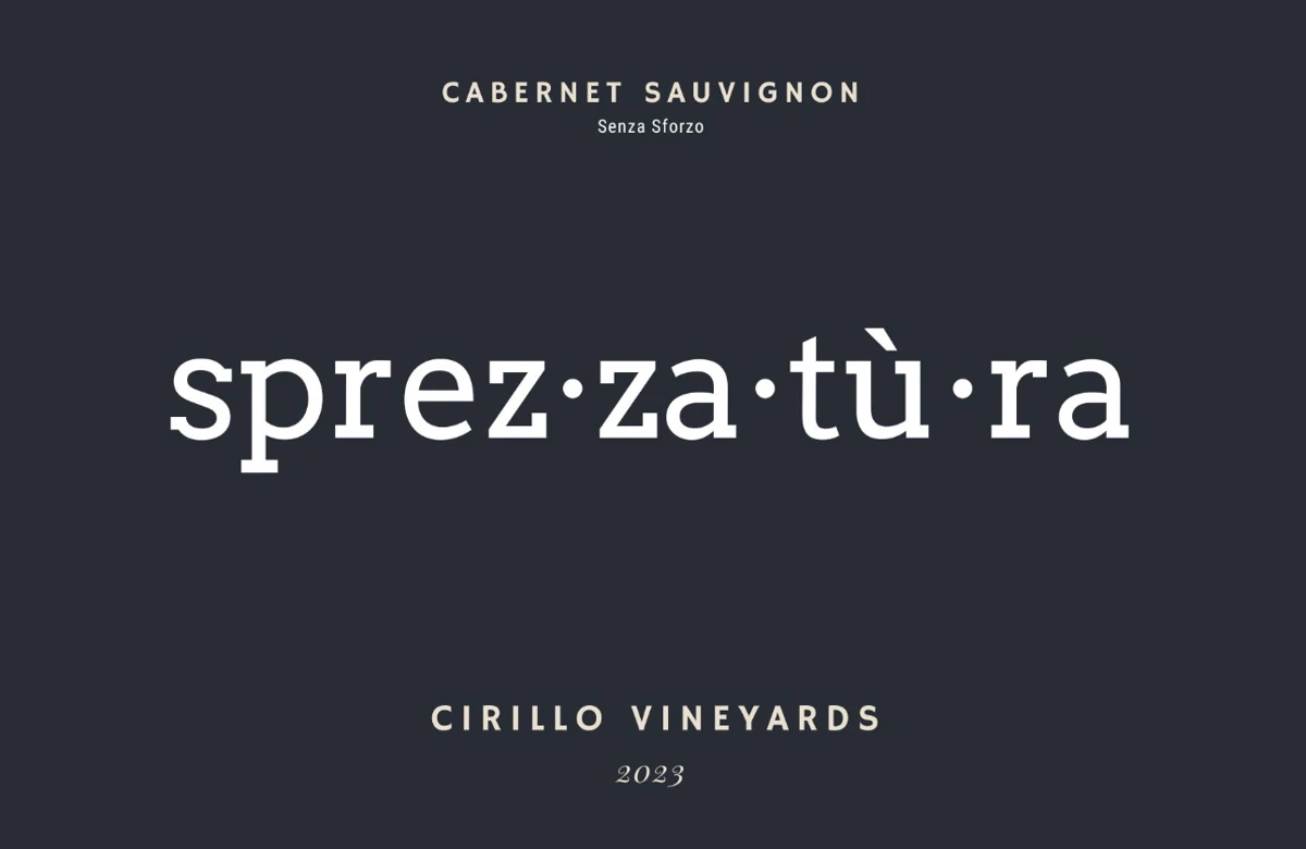 Sprezzatura, 2023 Cirillo Vineyards wine label
